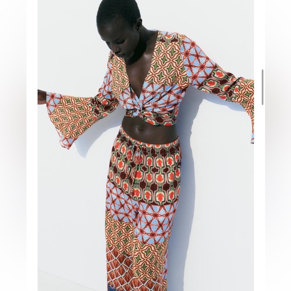 Zara 2pc Co Ord Printed Set Sole Medium NWOT - Picture 4 of 11